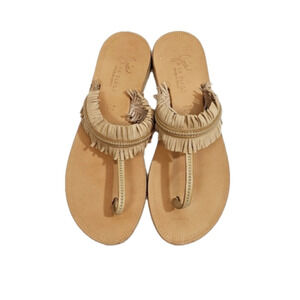 Joie leather sandals tan fringe detail boho style size EU40